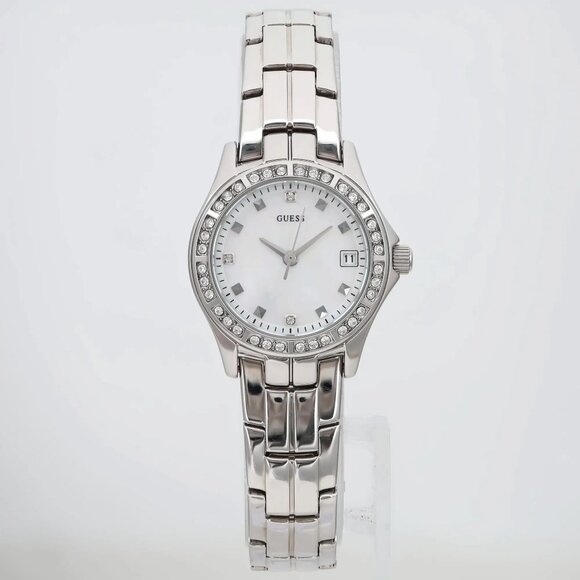 Guess Crystal Steel White MOP Dial Ladies Quartz Watch G96037L